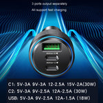 Caricabatterie rapido USB 3.0 per auto Yesido Y50 Ricarica rapida PD in lega di alluminio da 30 W, Y50