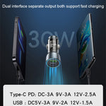 Caricabatterie rapido USB 3.0 per auto Yesido Y49 Ricarica rapida PD traslucida da 30 W, Y49