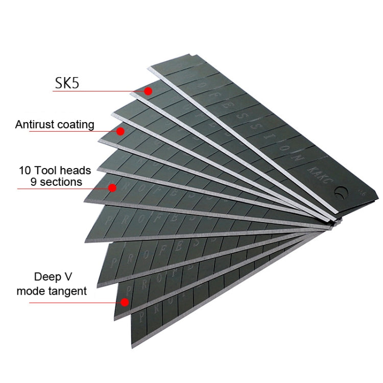 KAKC-18 Lama per taglierina a lama nera Lama per taglierina per pareti da 18 mm, 10pcs /Box, 100pcs /Box