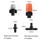 20pcs TF-118 Sistema di irrigazione a goccia per irrigazione da giardinaggio Set di accessori, Spray Head (Orange), Single Hook Connection 4/7mm Capillary (Orange), Single Hook Connection 4/7mm Capillary (Gray)                                          ...