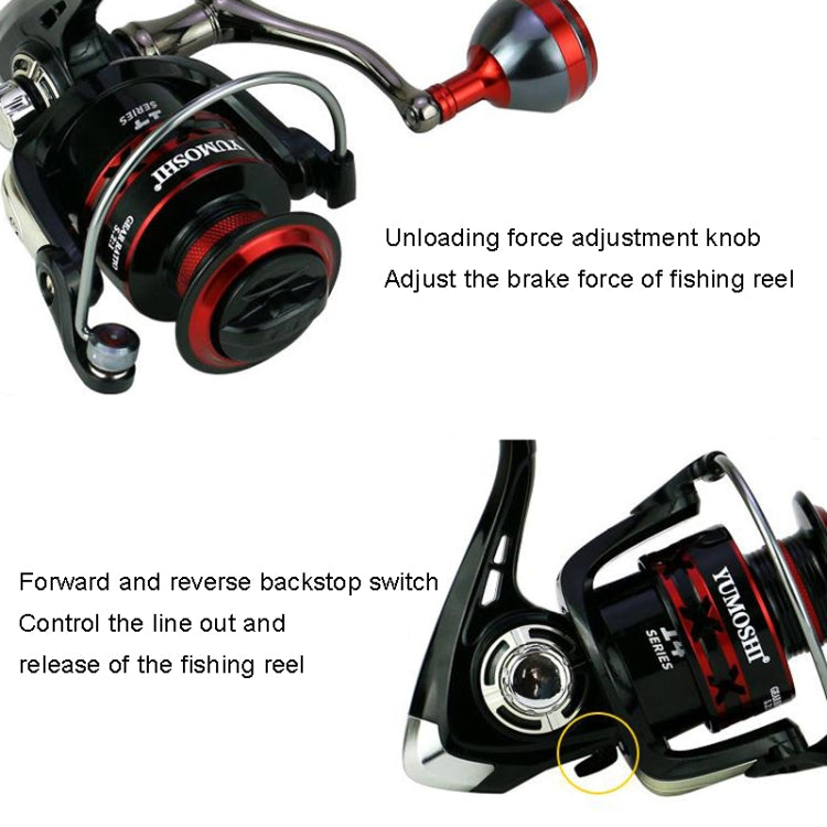 Mulinello da pesca con bilanciere in metallo, YUMOSHI RS2000, YUMOSHI RS3000, YUMOSHI RS4000, YUMOSHI RS5000, YUMOSHI RS6000, YUMOSHI RS7000