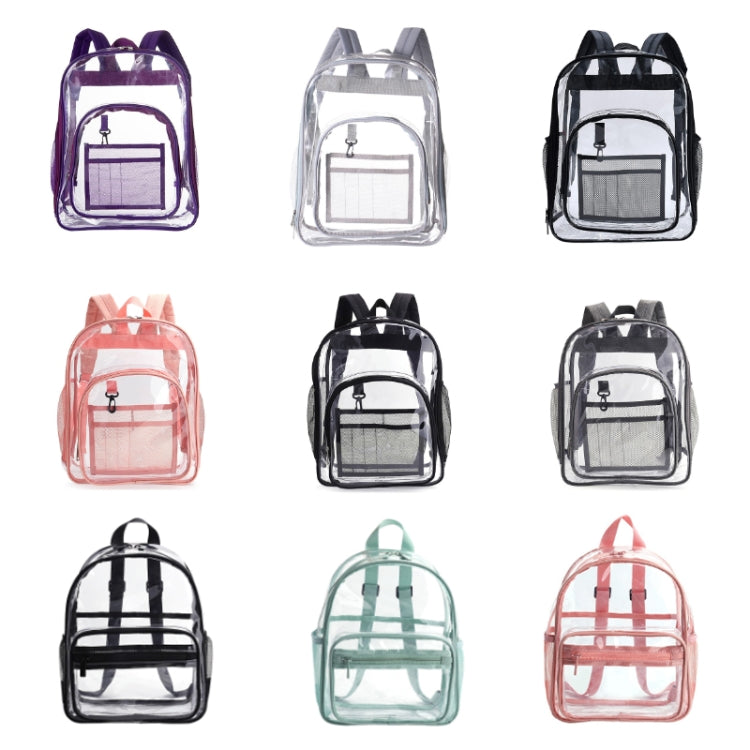 Borsa da scuola per studenti con zaino impermeabile trasparente in PVC, Large Purple, Large Light Grey, Large Black, Small Pink, Small Black, Small Gray, Candy Color Black, Candy Color Green, Candy Colo Pink