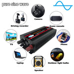 Convertitore di potenza per inverter a onda sinusoidale per auto ad alta potenza, 3000W (Actual 500W) 12V to 220V, 3000W (Actual 500W) 24V to 220V, 3000W (Actual 500W) 48V to 220V, 3000W (Actual 500W) 60V to 220V, 4000W (Actual 800W) 12V to 220V       ...