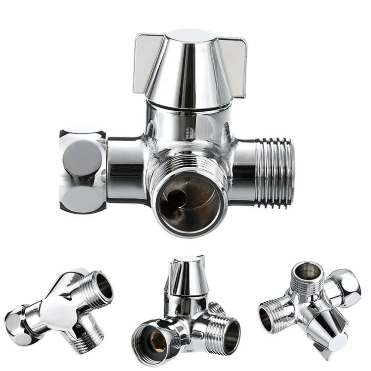 Doppio manico in ottone a 3 vie con valvola deviatrice per braccio doccia, Brass