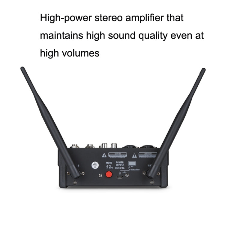Mixer audio 4 vie con effetti microfonici wireless Bluetooth