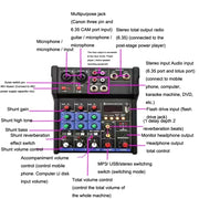Mixer audio a 4 vie con effetti microfonici wireless Bluetooth