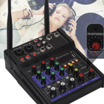Mixer audio 4 vie con effetti microfonici wireless Bluetooth