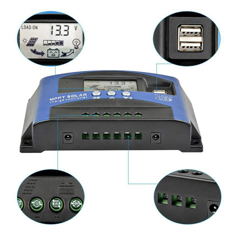 Regolatore di carica solare MPPT YCX-003 30-100A con doppia USB