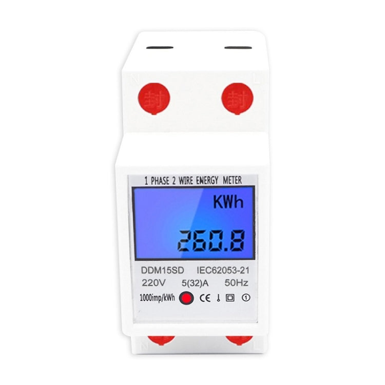 DDM15SD Metro ferroviario multifunzione monofase con display LCD retroilluminato, 5 (20) A, 5 (32) A, 10 (40) A, 15 (60) A, 20 (80) A, 5 (80) A