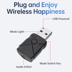M137 5 in 1 Trasmettitore ricevitore USB Bluetooth 5.2 per auto, M137