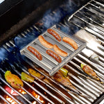 Griglia per salsicce per hot dog in acciaio inox con manico in legno per barbecue, utensili da cucina, Hot Dog Sausage Grill