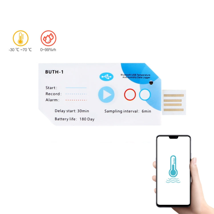 Bluetooth APP Connect Medical Warehouse Cold Chain Transport USB Data Recorder, Temperature, Temperature Humidity