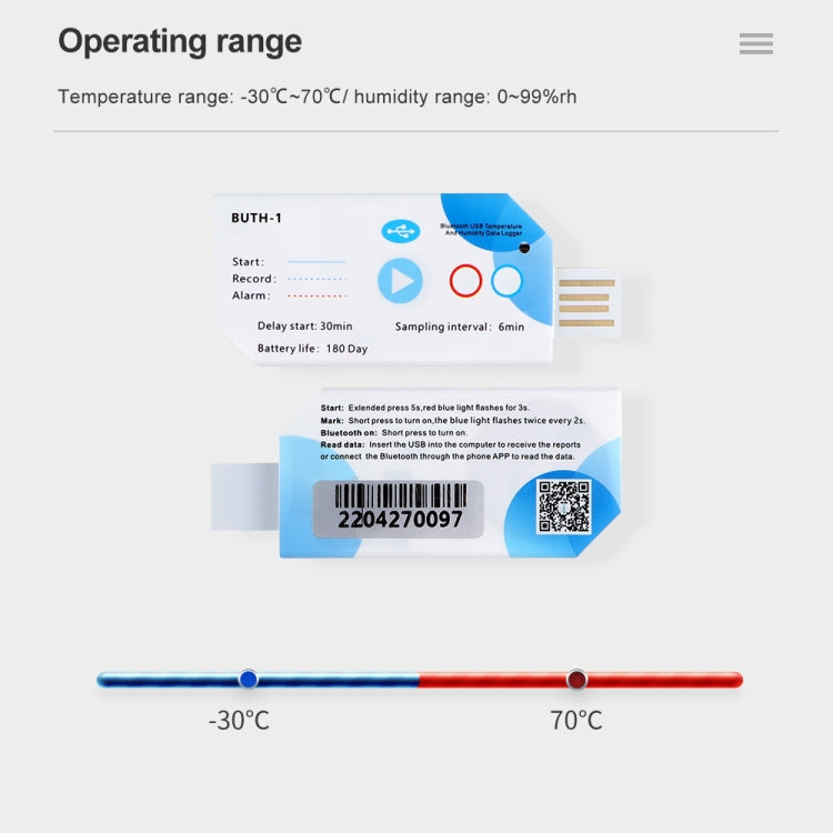 Bluetooth APP Connect Medical Warehouse Cold Chain Transport USB Data Recorder, Temperature, Temperature Humidity