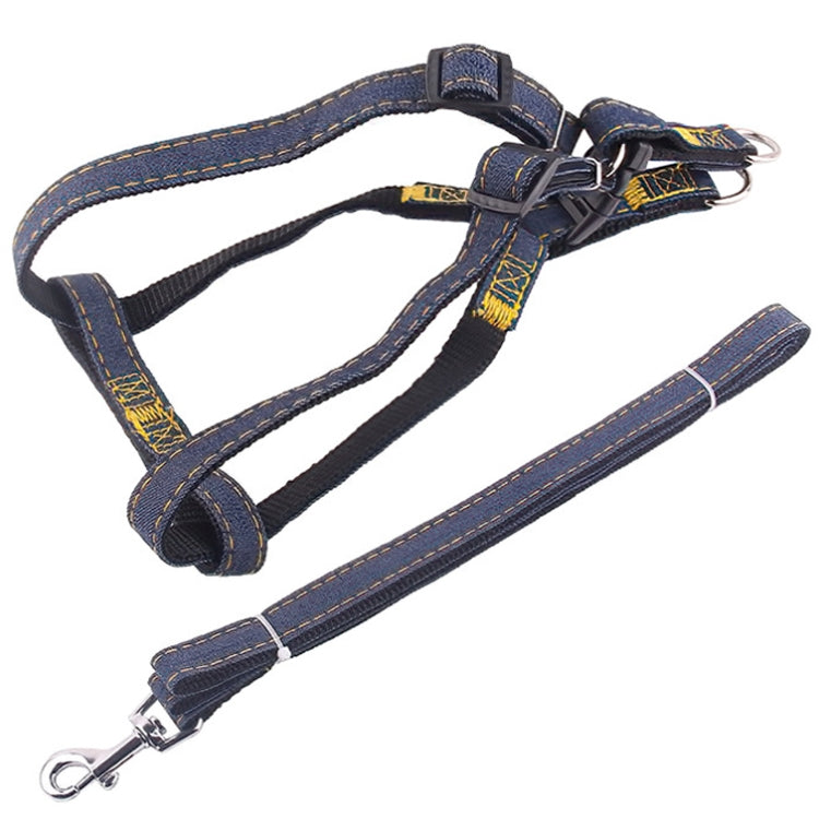 Set guinzaglio e pettorale in denim per cani S-XL