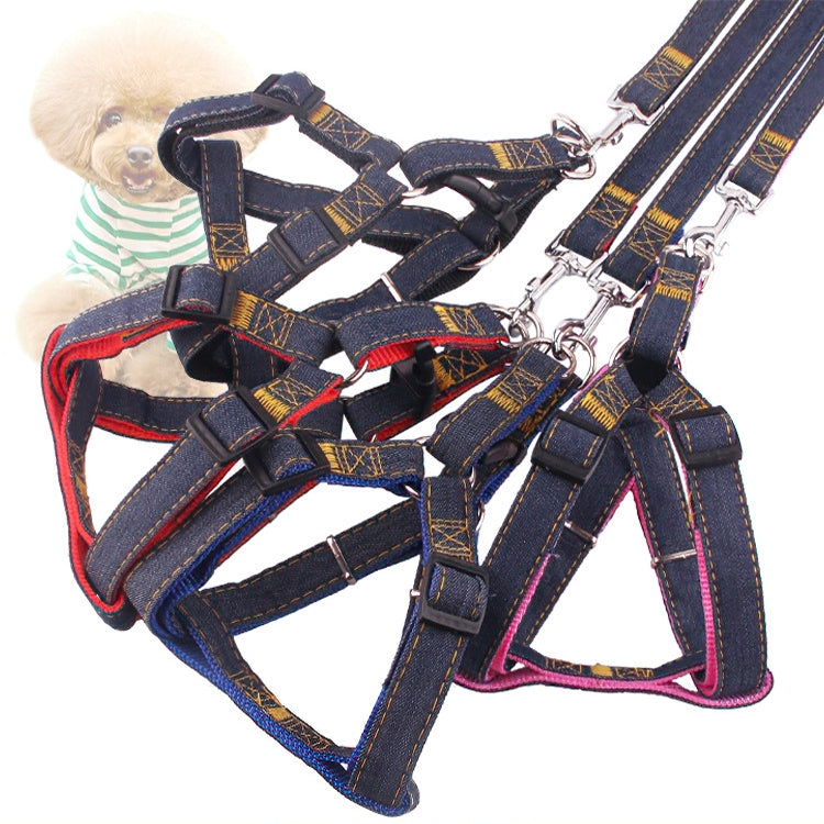 Set guinzaglio e pettorale in denim per cani S-XL