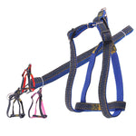 Set guinzaglio e pettorale in denim per cani S-XL