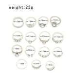 anello del giunto del diamante della cavità del cuore della goccia dell'acqua 15pcs/set, 15pcs/set 4869
