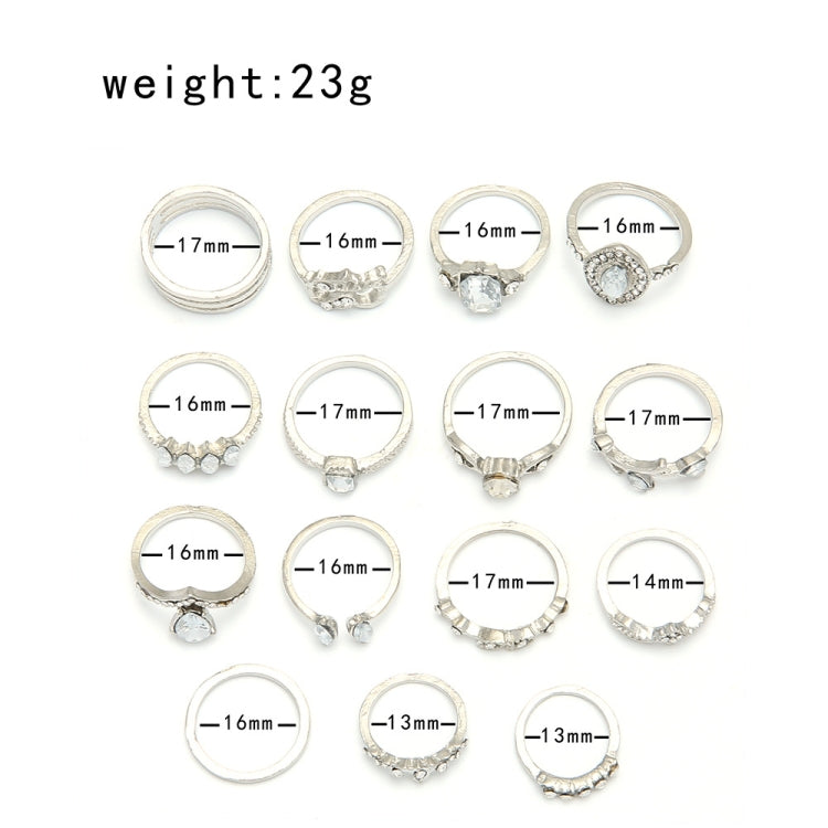 anello del giunto del diamante della cavità del cuore della goccia dell'acqua 15pcs/set, 15pcs/set 4869