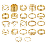 anello aperto del giunto a farfalla del cuore 22pcs/set, 22pcs/set Gold 7161, 22pcs/set Silver 6699