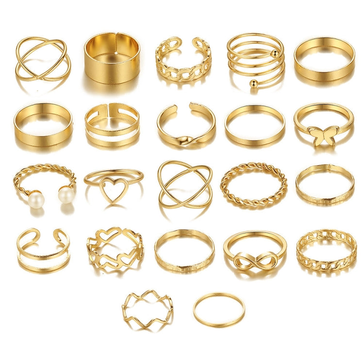 anello aperto del giunto a farfalla del cuore 22pcs/set, 22pcs/set Gold 7161, 22pcs/set Silver 6699