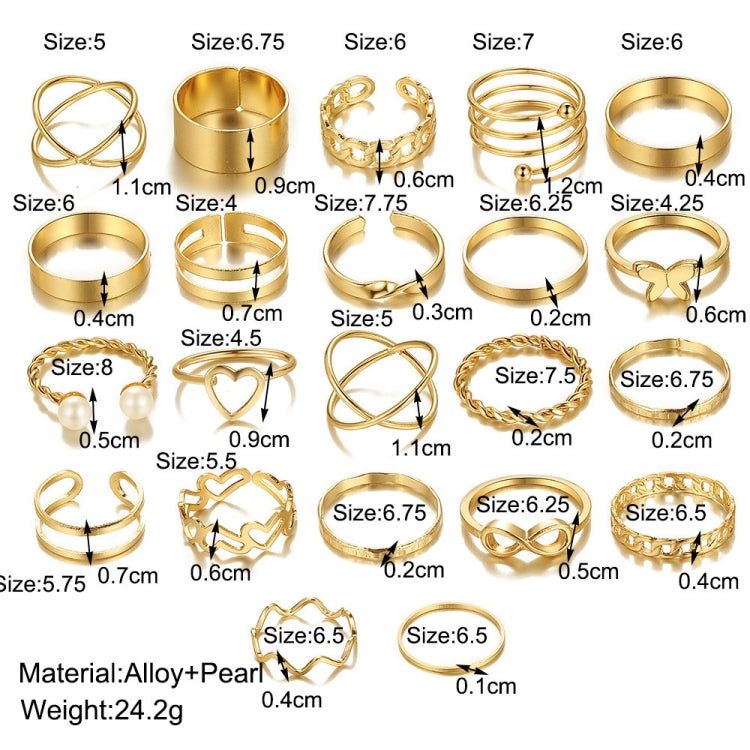 anello aperto del giunto a farfalla del cuore 22pcs/set, 22pcs/set Gold 7161, 22pcs/set Silver 6699