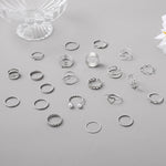 anello aperto del giunto a farfalla del cuore 22pcs/set, 22pcs/set Gold 7161, 22pcs/set Silver 6699