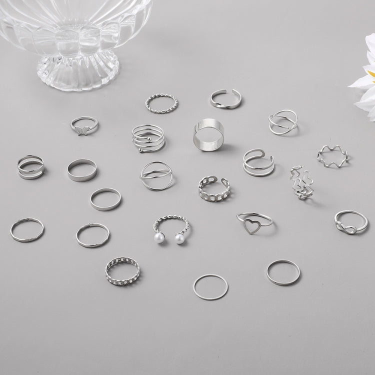 anello aperto del giunto a farfalla del cuore 22pcs/set, 22pcs/set Gold 7161, 22pcs/set Silver 6699