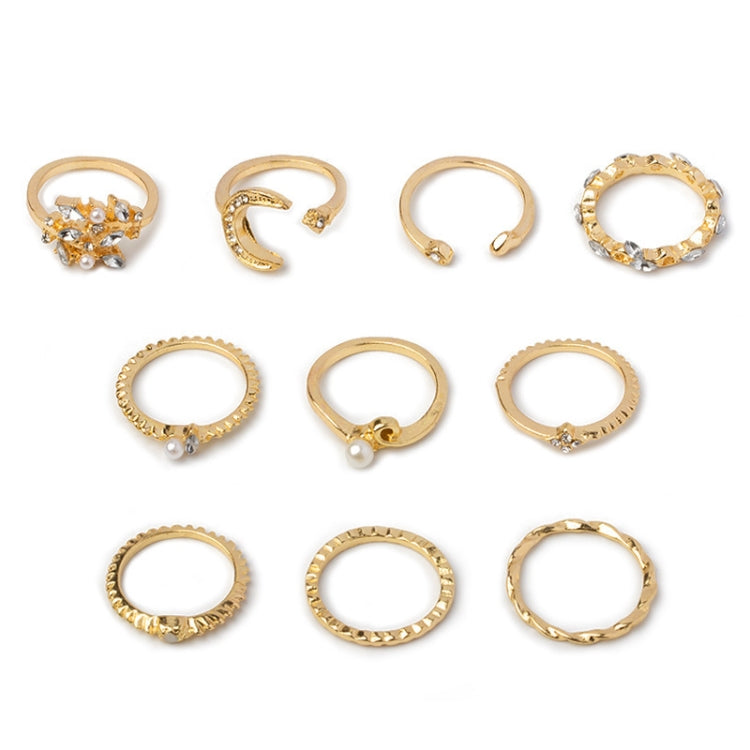 la stella della luna 10pcs/set lascia l'anello dell'articolazione del Rhinestone del cuore, 10pcs/set 5900