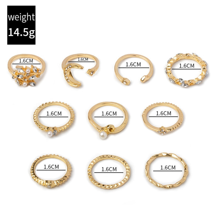la stella della luna 10pcs/set lascia l'anello dell'articolazione del Rhinestone del cuore, 10pcs/set 5900