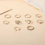 la stella della luna 10pcs/set lascia l'anello dell'articolazione del Rhinestone del cuore, 10pcs/set 5900