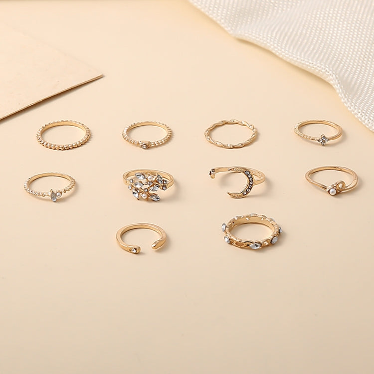 la stella della luna 10pcs/set lascia l'anello dell'articolazione del Rhinestone del cuore, 10pcs/set 5900