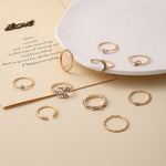 la stella della luna 10pcs/set lascia l'anello dell'articolazione del Rhinestone del cuore, 10pcs/set 5900