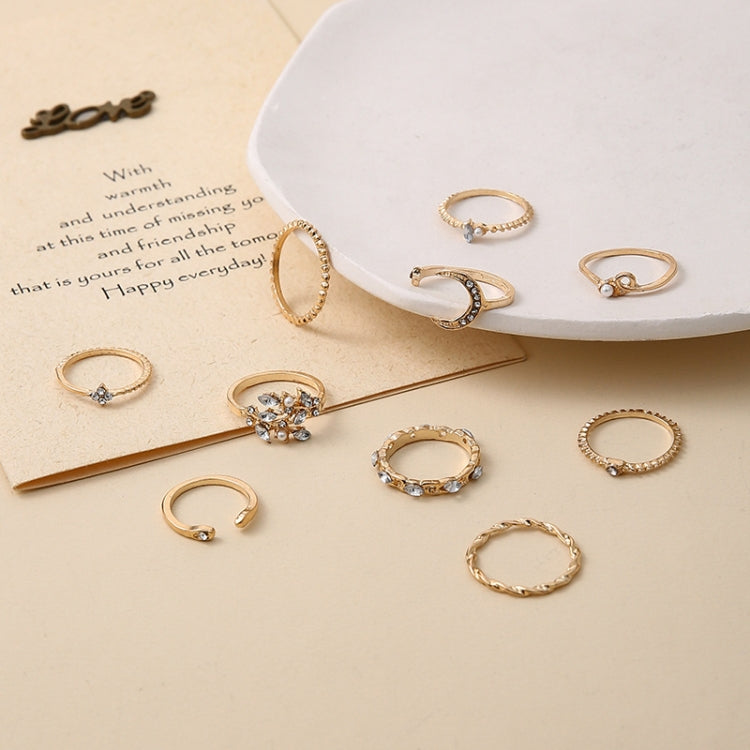 la stella della luna 10pcs/set lascia l'anello dell'articolazione del Rhinestone del cuore, 10pcs/set 5900