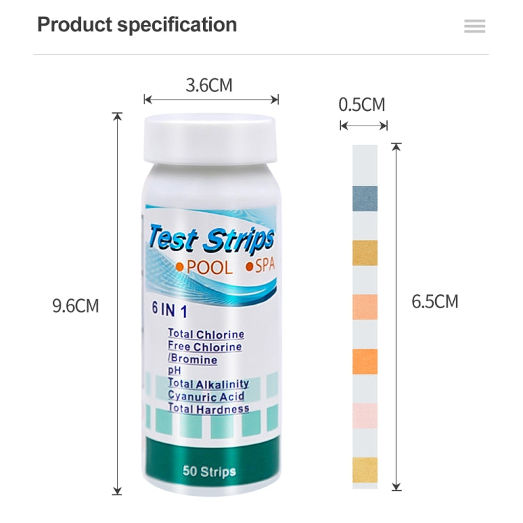 50 pz PH075 6 In 1 Cloro Residuo PH Rilevatore di Qualità Dell'acqua PH Carta di Prova