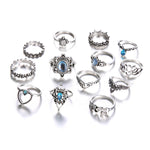 anello della pietra preziosa della stella della corona incisa diamante dell'annata 13pcs/set, 13pcs/set 0737