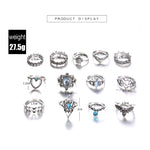 anello della pietra preziosa della stella della corona incisa diamante dell'annata 13pcs/set, 13pcs/set 0737