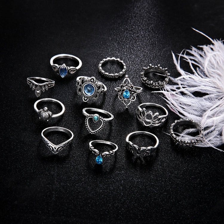 anello della pietra preziosa della stella della corona incisa diamante dell'annata 13pcs/set, 13pcs/set 0737