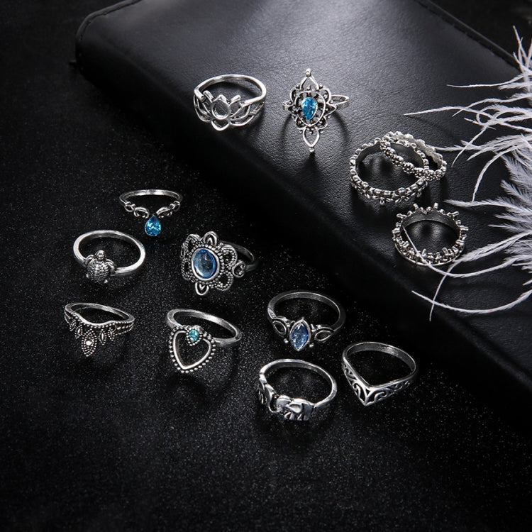 anello della pietra preziosa della stella della corona incisa diamante dell'annata 13pcs/set, 13pcs/set 0737