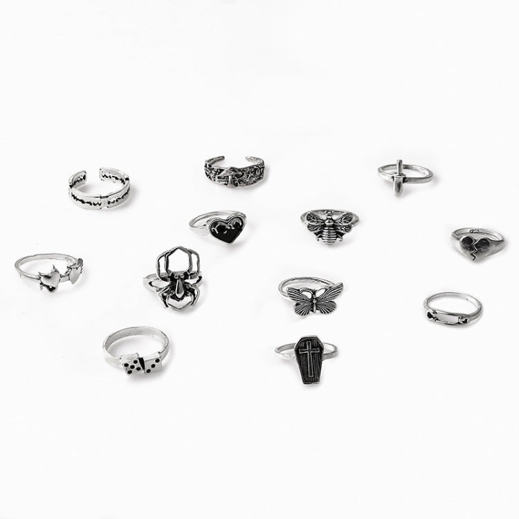 anello aperto del ragno del fungo della farfalla della traversa del cuore 12pcs/set, 12pcs/set 6015