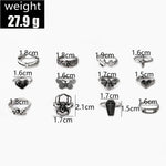 anello aperto del ragno del fungo della farfalla della traversa del cuore 12pcs/set, 12pcs/set 6015