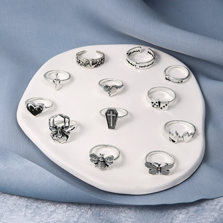 anello aperto del ragno del fungo della farfalla della traversa del cuore 12pcs/set, 12pcs/set 6015
