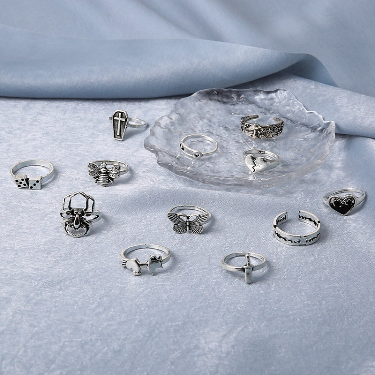 anello aperto del ragno del fungo della farfalla della traversa del cuore 12pcs/set, 12pcs/set 6015