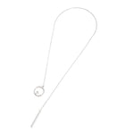Collana a catena lunga maglione in lega di metallo con asta tonda a croce, SKU1130 Silver