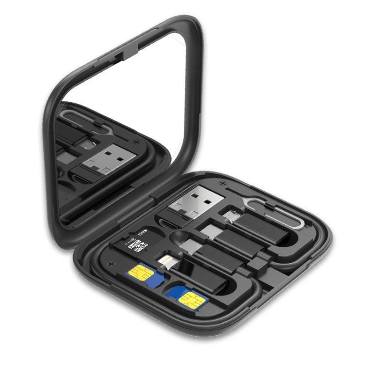 Kit cavo di ricarica per adattatore USB multifunzione HE-C098 con specchio per il trucco e supporto per telefono, HE-C098 Black, HE-C098 White