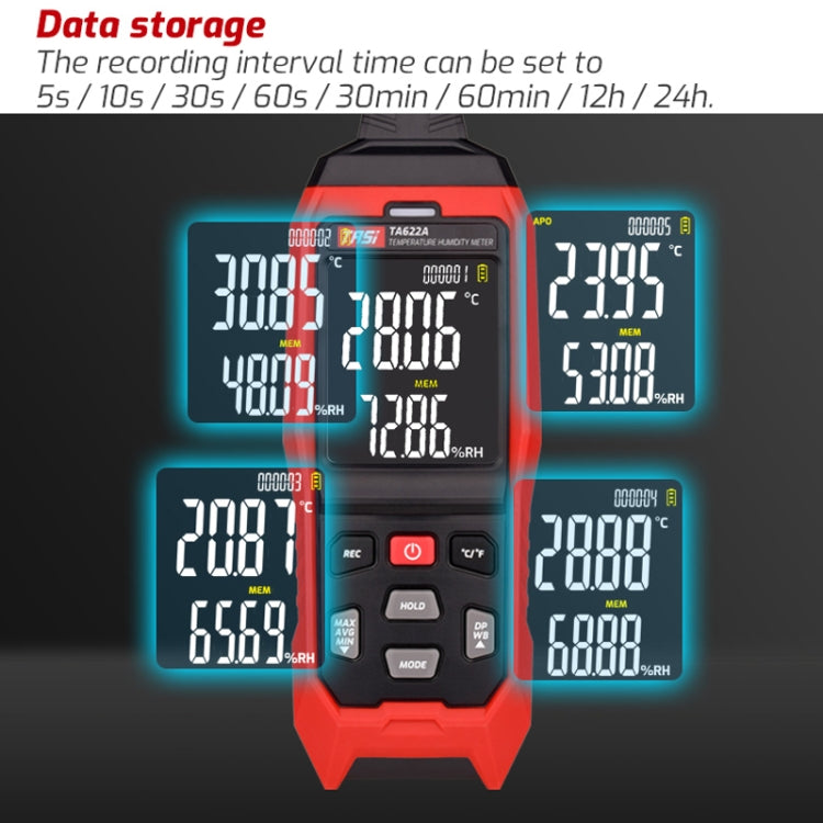 Misuratore di umidità della temperatura Termometro digitale del punto di rugiada, TASI TA622A, TASI TA622B USB Computer Connection