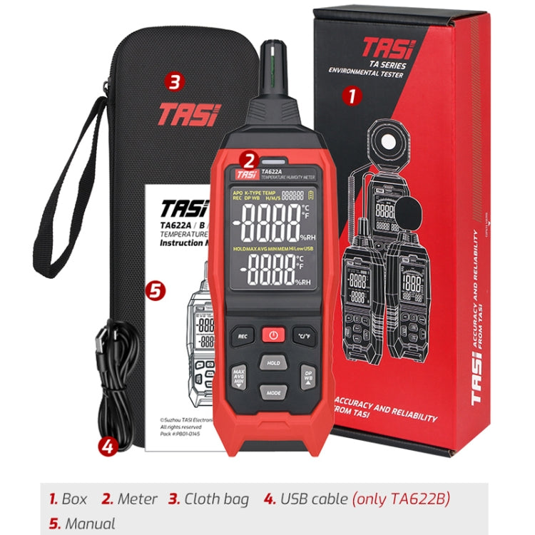 Misuratore di umidità della temperatura Termometro digitale del punto di rugiada, TASI TA622A, TASI TA622B USB Computer Connection