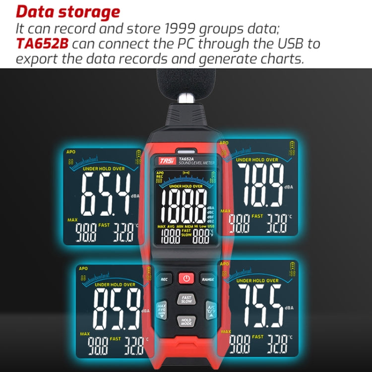 Misuratore di rumore decibel TA652A 30-130 dB