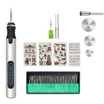 Smerigliatrice elettrica per lucidatura wireless con penna per incisione mini SNJ-3681, Silver+Polishing Head+Cutting Blade+Engraving Template+Drill Bit+Corn Head, Rose Gold+Polishing Head+Cutting Blade+Engraving Template+Drill Bit+Corn Head