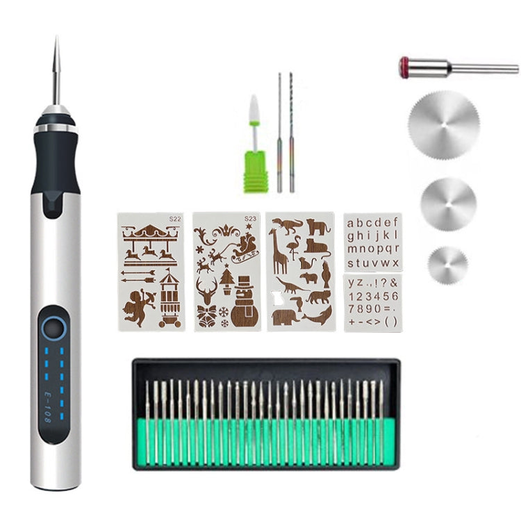 Smerigliatrice elettrica per lucidatura wireless con penna per incisione mini SNJ-3681, Silver+Polishing Head+Cutting Blade+Engraving Template+Drill Bit+Corn Head, Rose Gold+Polishing Head+Cutting Blade+Engraving Template+Drill Bit+Corn Head
