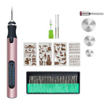 Smerigliatrice elettrica per lucidatura wireless con penna per incisione mini SNJ-3681, Silver+Polishing Head+Cutting Blade+Engraving Template+Drill Bit+Corn Head, Rose Gold+Polishing Head+Cutting Blade+Engraving Template+Drill Bit+Corn Head